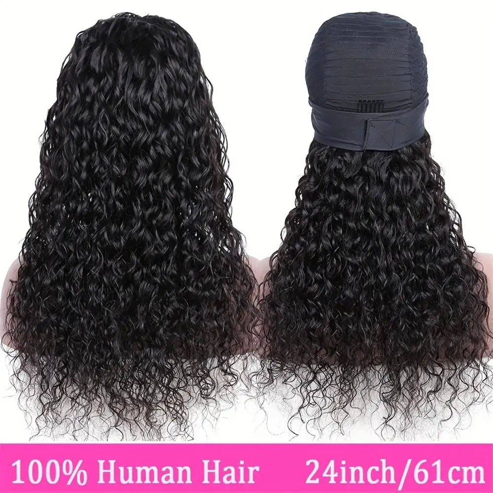Headband Wig Human Hair Deep Wave Curly Headband Wig None Lace Front Wigs Human Hair Glueless Curly Headband Half Wigs For Women