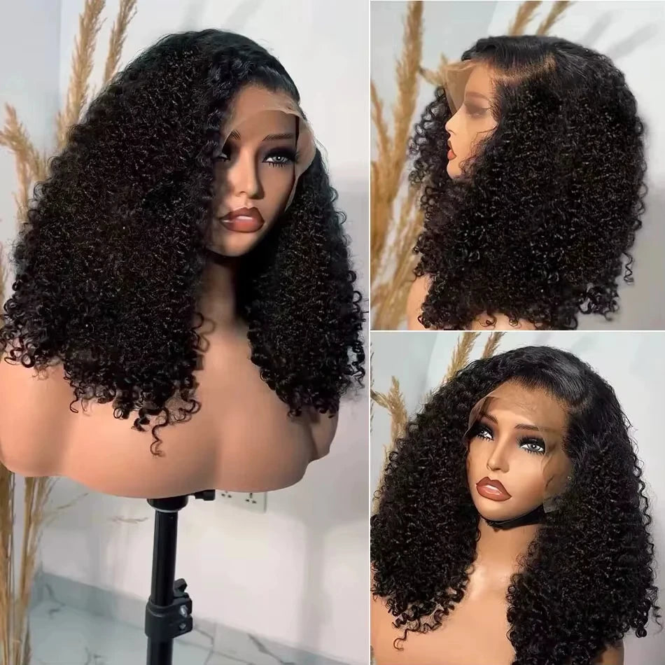 Deep Wave HD Bob Wig Human Hair Frontal Wig Brazilian 200% 13x4 Short Bob Curly Lace Front Wigs 13x4 Wig For Women