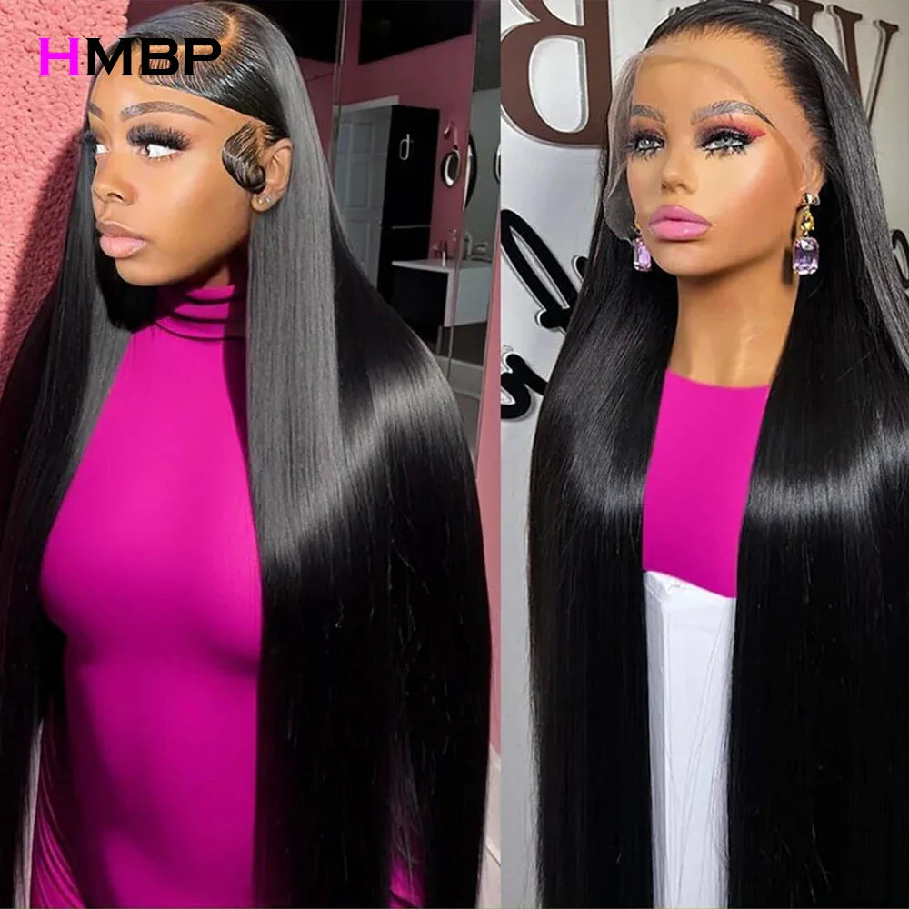 30 40Inch Bone Straight Glueless Wig Human Hair Ready To Wear 180 Density Brazilian Preplucked 13x4/13x6 HD Lace Front Wig HMBP