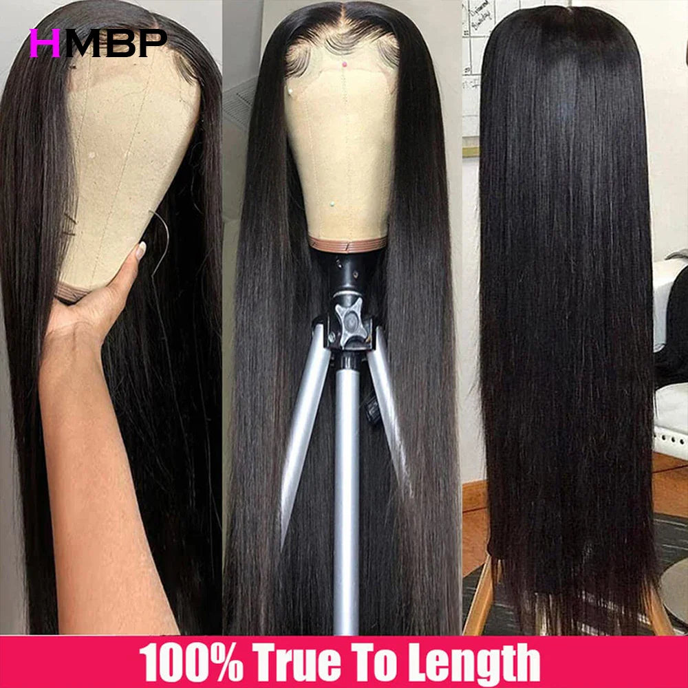 30 40Inch Bone Straight Glueless Wig Human Hair Ready To Wear 180 Density Brazilian Preplucked 13x4/13x6 HD Lace Front Wig HMBP