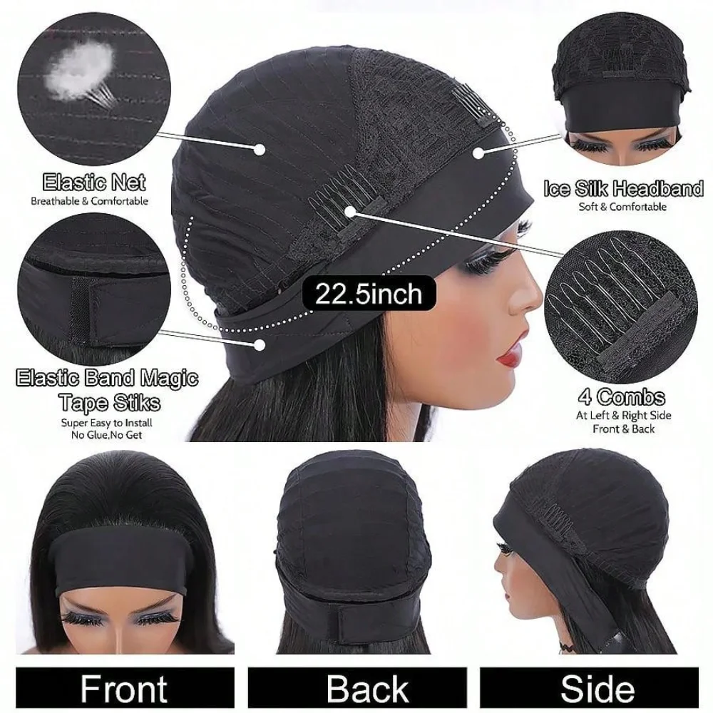 Headband Wig Human Hair Deep Wave Curly Headband Wig None Lace Front Wigs Human Hair Glueless Curly Headband Half Wigs For Women