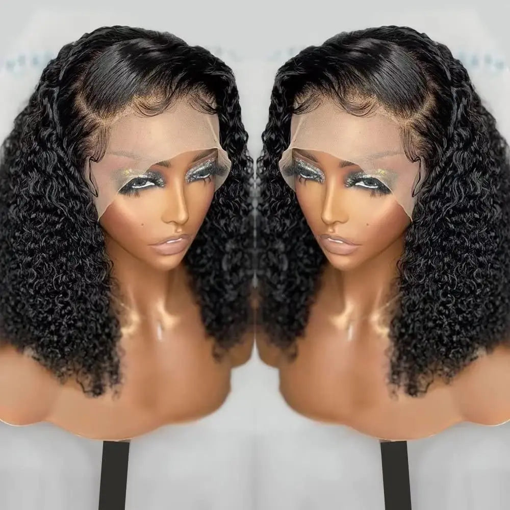 Deep Wave HD Bob Wig Human Hair Frontal Wig Brazilian 200% 13x4 Short Bob Curly Lace Front Wigs 13x4 Wig For Women