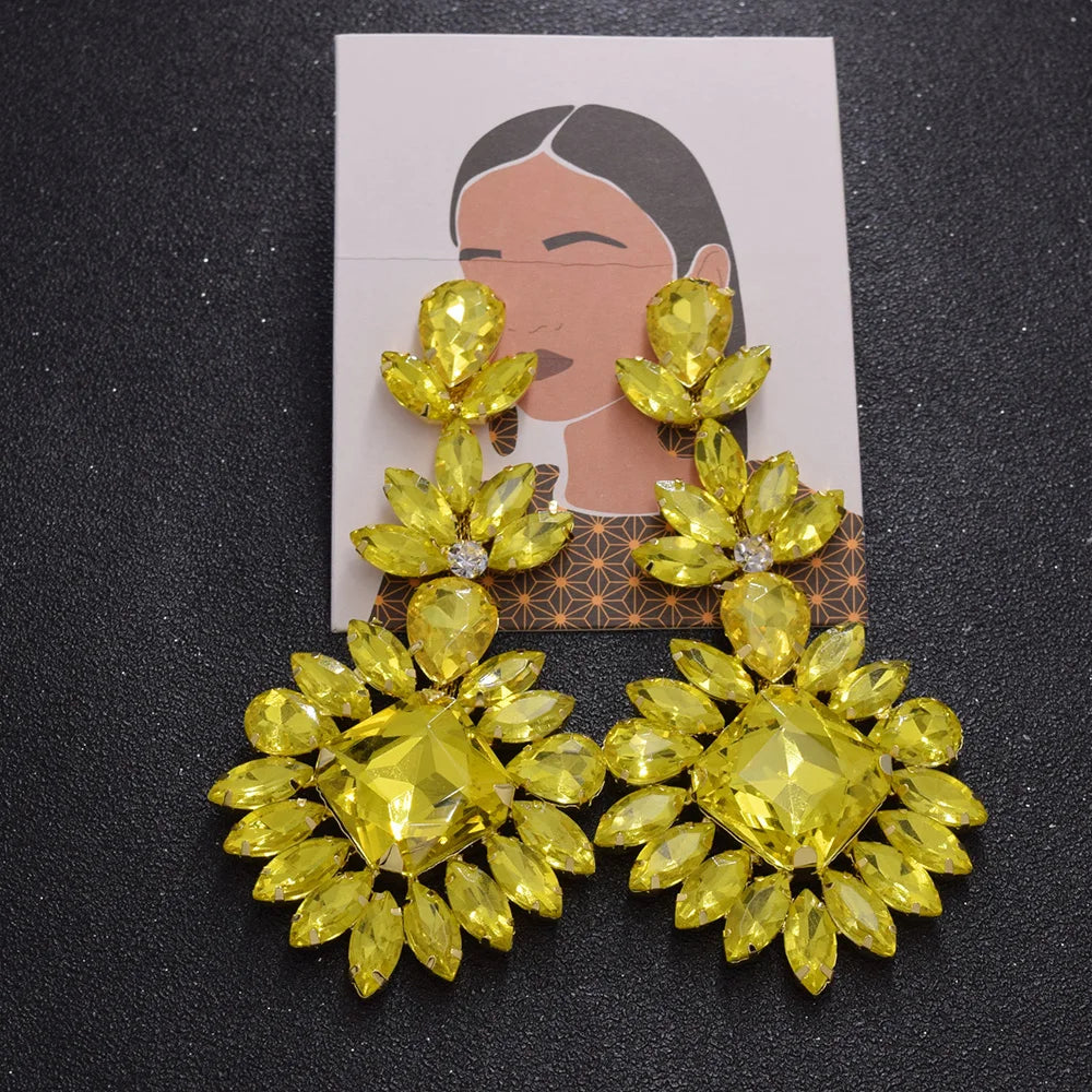 CUIER Luxury Crystal Long Drop Earrings Women Fashion Statement Earrings Wedding Party Gifts Accessory rhinestones Jewelry