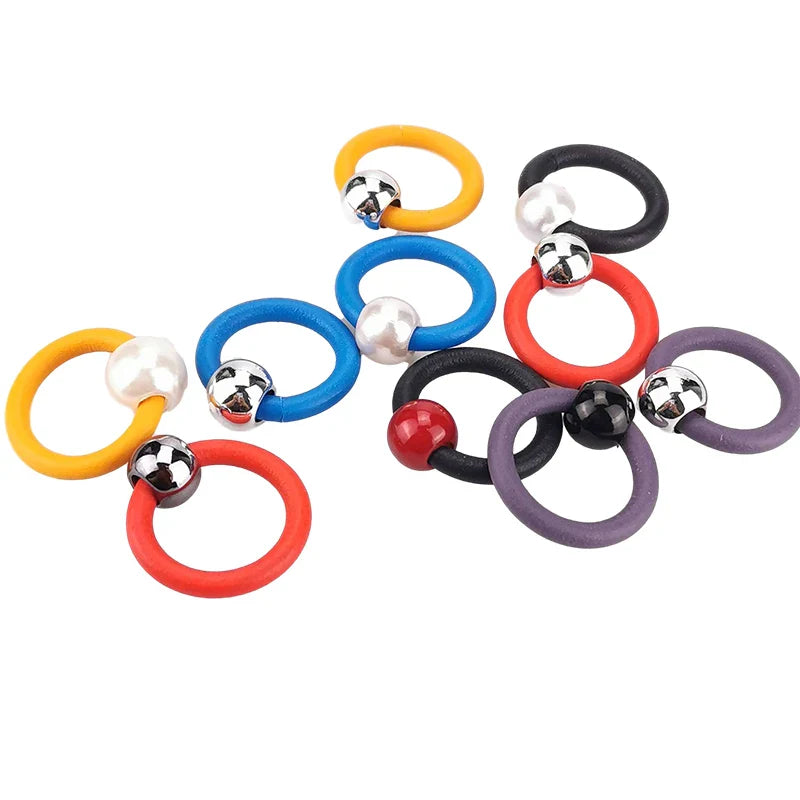UKEBAY NEW Pearl Rings For Women Ring Finger Multicolor Rope Rubber Jewelry Handmade Pearl Jewellery Round Ring Elasticity Chain