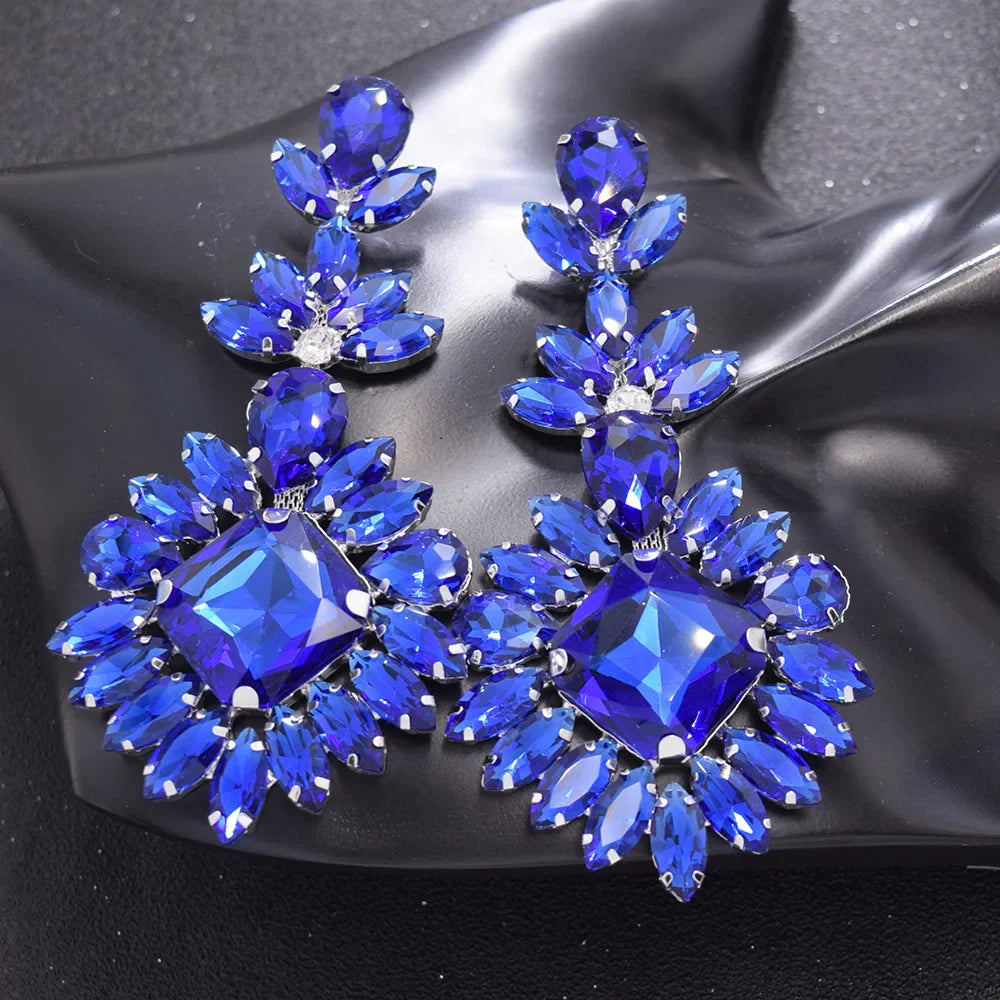 CUIER Luxury Crystal Long Drop Earrings Women Fashion Statement Earrings Wedding Party Gifts Accessory rhinestones Jewelry
