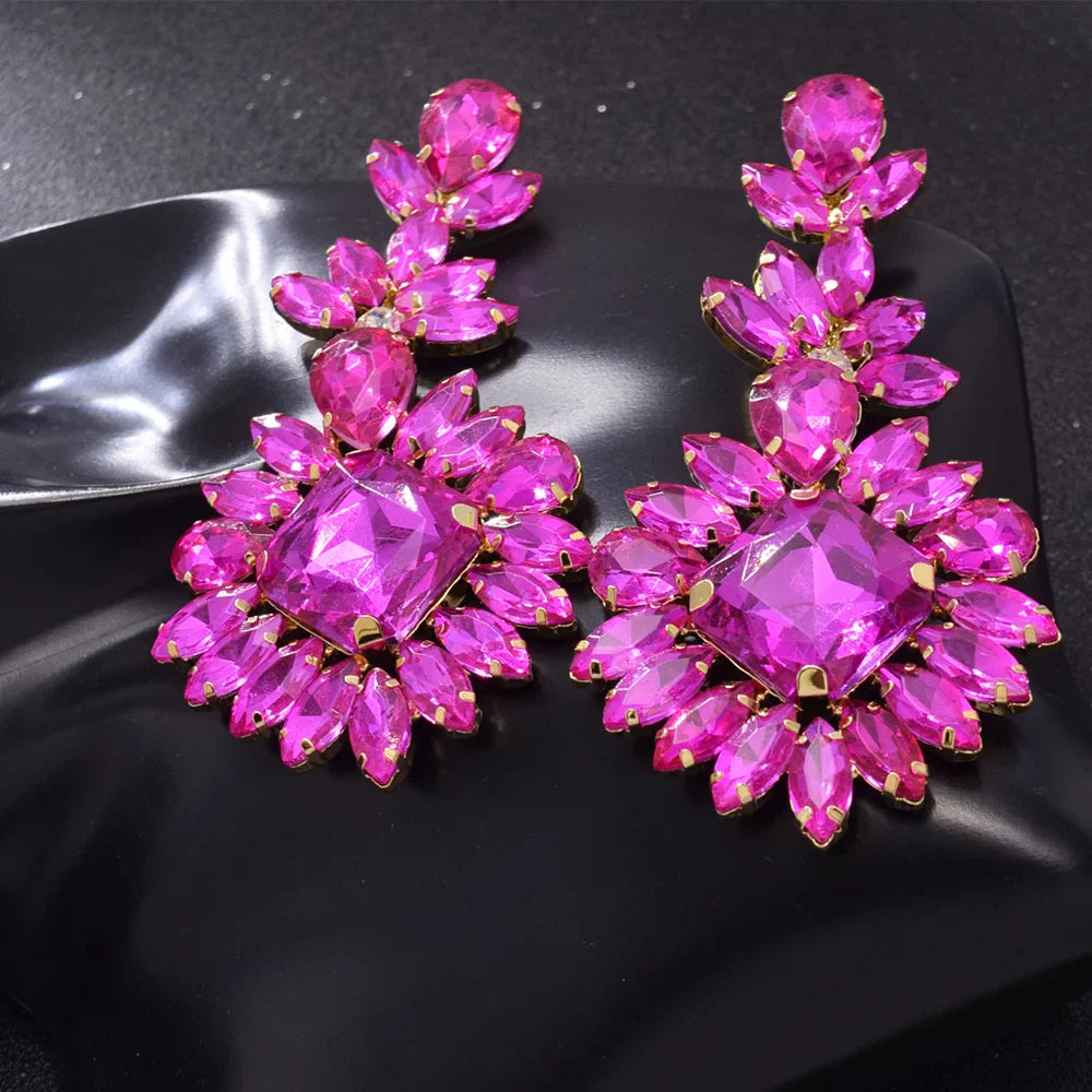 CUIER Luxury Crystal Long Drop Earrings Women Fashion Statement Earrings Wedding Party Gifts Accessory rhinestones Jewelry
