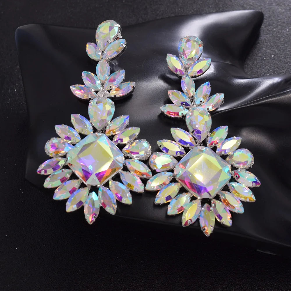 CUIER Luxury Crystal Long Drop Earrings Women Fashion Statement Earrings Wedding Party Gifts Accessory rhinestones Jewelry