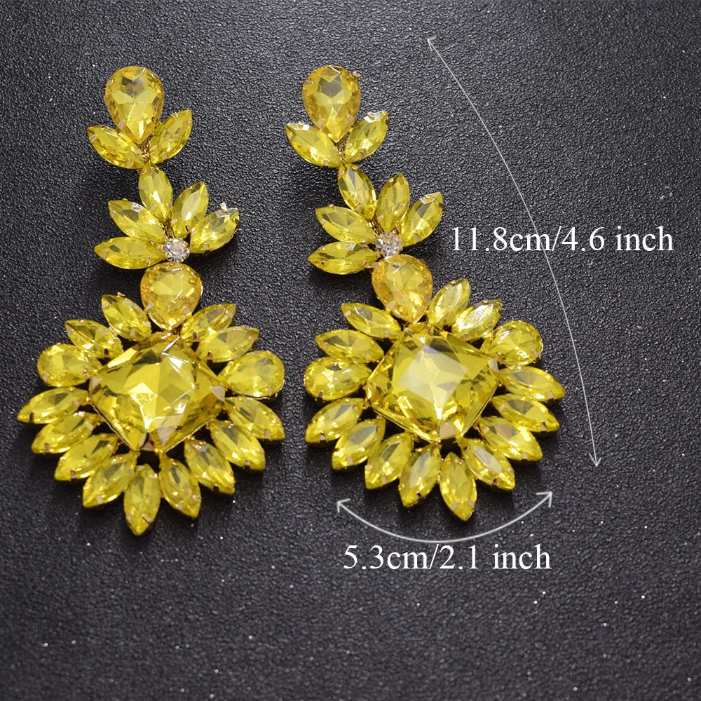 CUIER Luxury Crystal Long Drop Earrings Women Fashion Statement Earrings Wedding Party Gifts Accessory rhinestones Jewelry