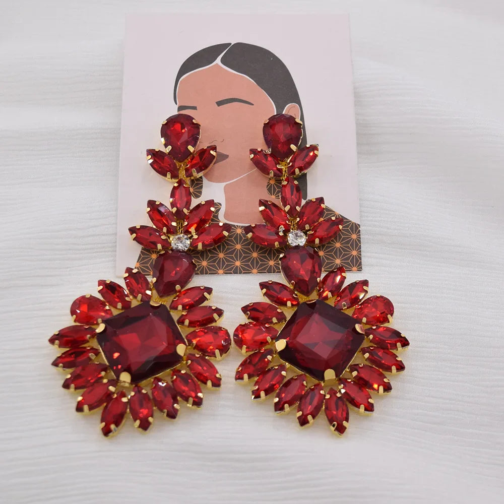 CUIER Luxury Crystal Long Drop Earrings Women Fashion Statement Earrings Wedding Party Gifts Accessory rhinestones Jewelry