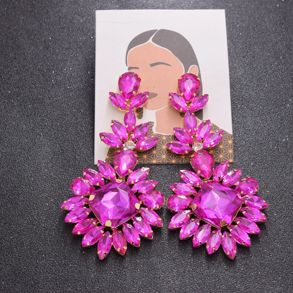 CUIER Luxury Crystal Long Drop Earrings Women Fashion Statement Earrings Wedding Party Gifts Accessory rhinestones Jewelry