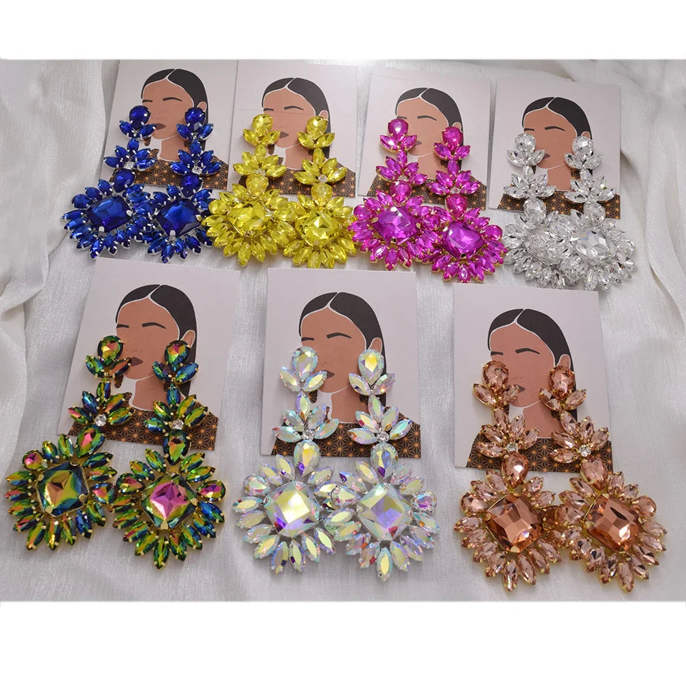 CUIER Luxury Crystal Long Drop Earrings Women Fashion Statement Earrings Wedding Party Gifts Accessory rhinestones Jewelry