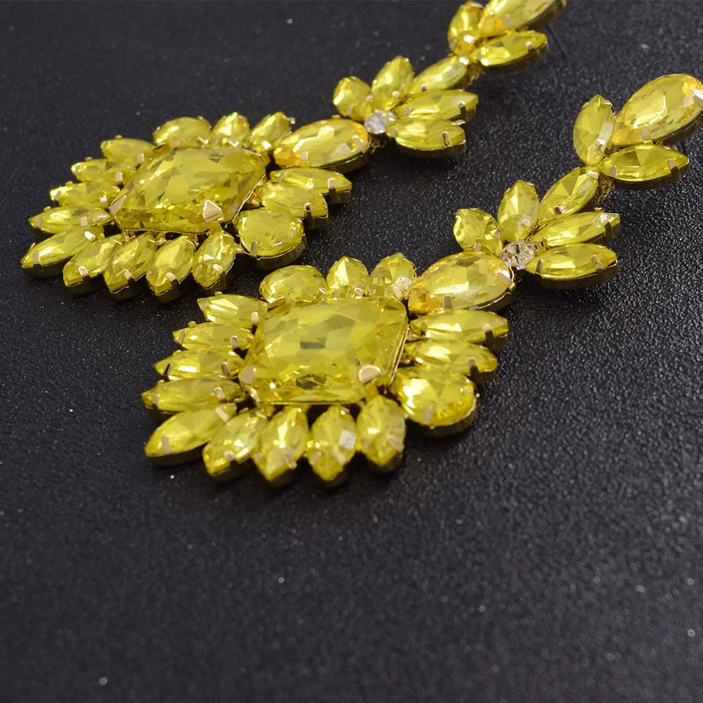 CUIER Luxury Crystal Long Drop Earrings Women Fashion Statement Earrings Wedding Party Gifts Accessory rhinestones Jewelry