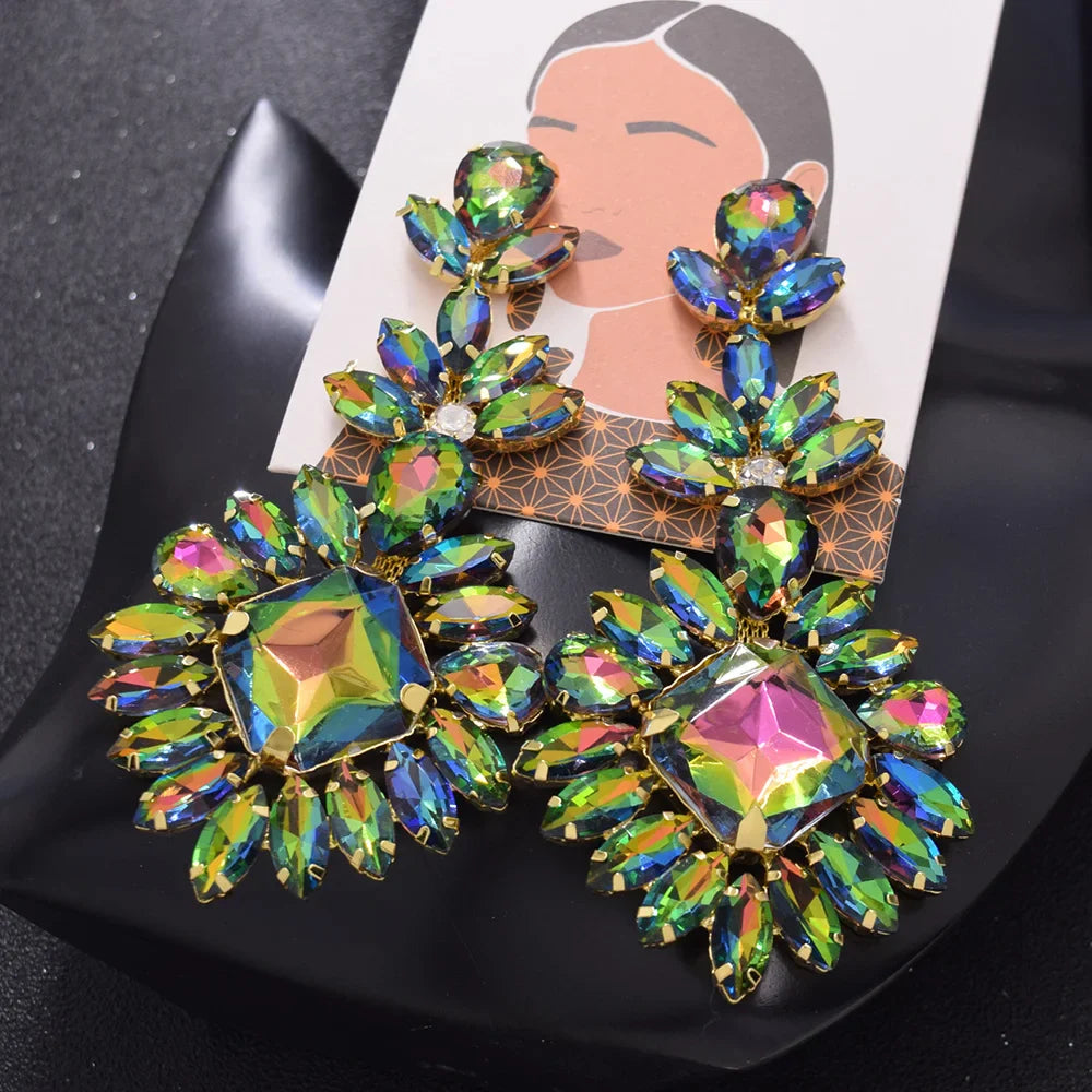 CUIER Luxury Crystal Long Drop Earrings Women Fashion Statement Earrings Wedding Party Gifts Accessory rhinestones Jewelry