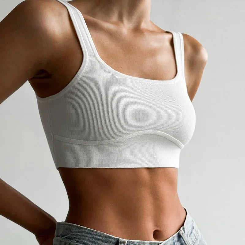 Solid White Tank Top Women Summer Clothes Square Collar Bottom Corset Sleeveless Y2k Accessories Cute Ropa De Mujer Streetwear