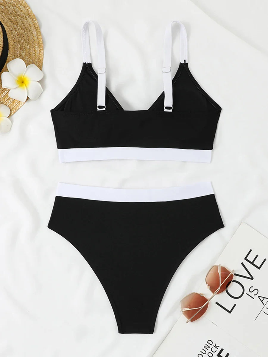 2025 Strappy Bikini High Waist Swimsuit Women Sexy Solid Swimwear Female Bathers Swimming Bathing Swimming Swim Suit Beachwear
