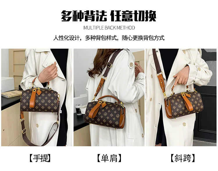 2025 New Boston Bag for Women Fashion Printed Pillow Bag Wide Strap Shoulder Crossbody Bag Casual Work