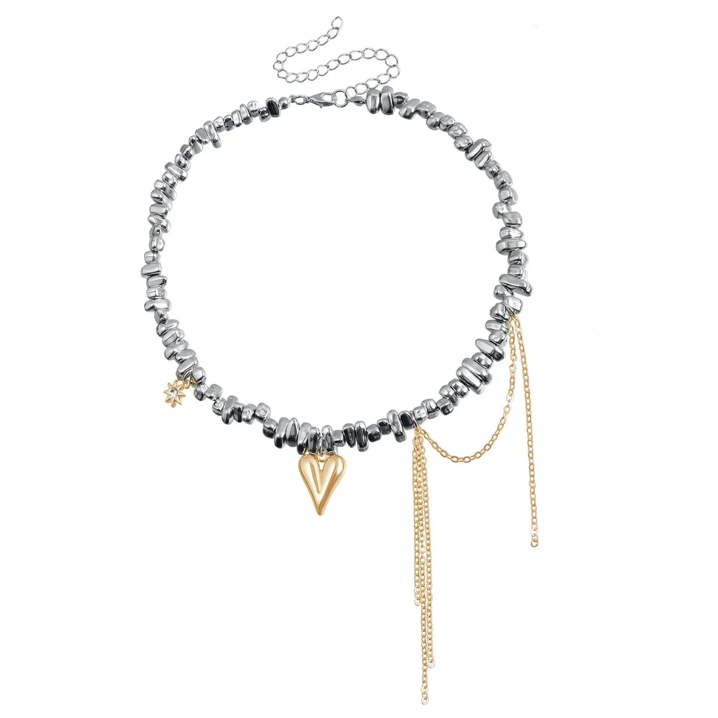 Layered Necklaces Heart Pendant Chain Jewellery Women Y2k Choker Glass Neck Collier Colar Feminino Cadenas Para Mujer for Girls