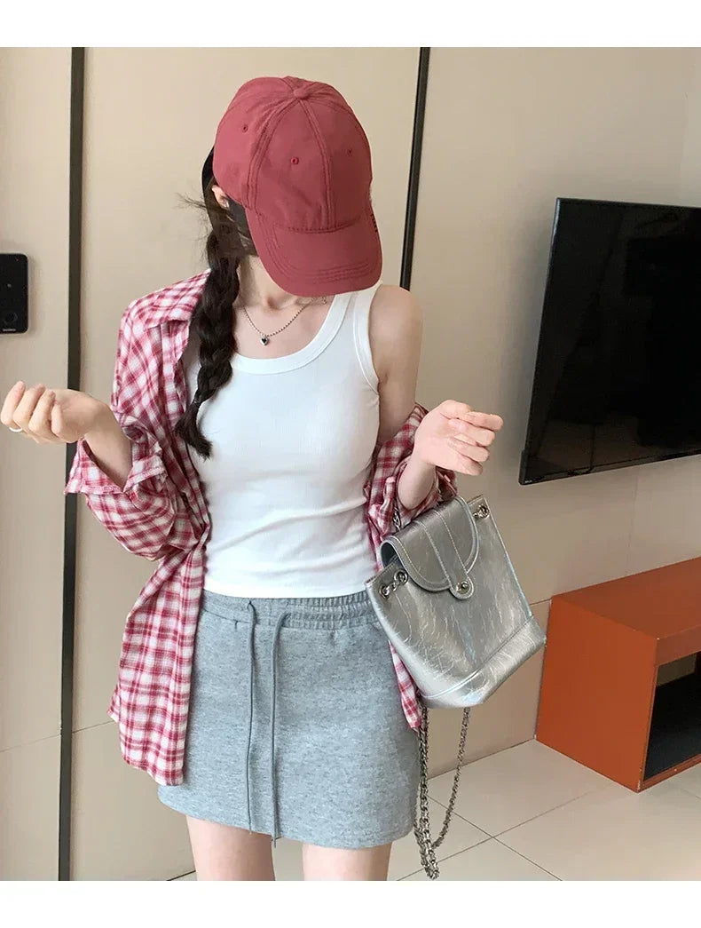 Tank Soft Top For Women Summer 2025 Outfits Tight And Sexy Tank Top Knitted Bottom Shirt And Sleeveless Top For Outerwear