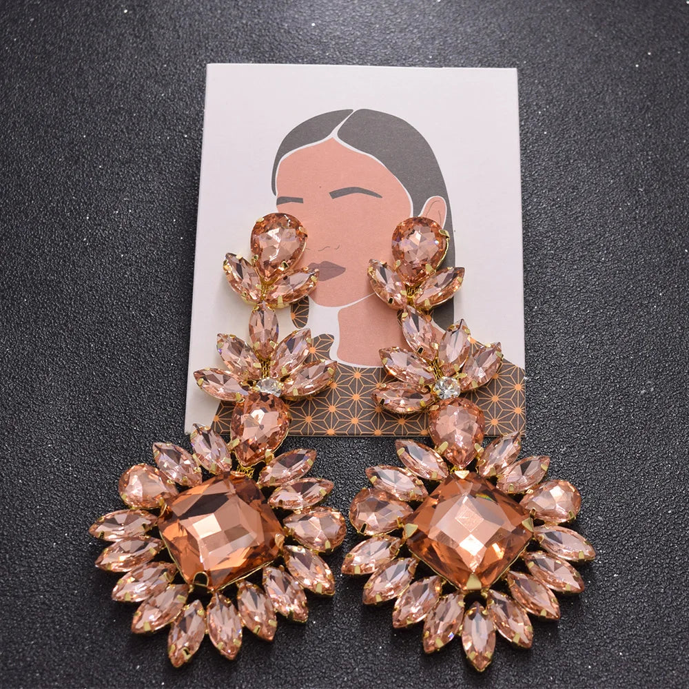 CUIER Luxury Crystal Long Drop Earrings Women Fashion Statement Earrings Wedding Party Gifts Accessory rhinestones Jewelry