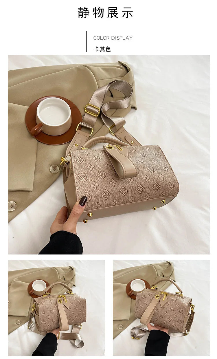 2025 New Boston Bag for Women Fashion Printed Pillow Bag Wide Strap Shoulder Crossbody Bag Casual Work