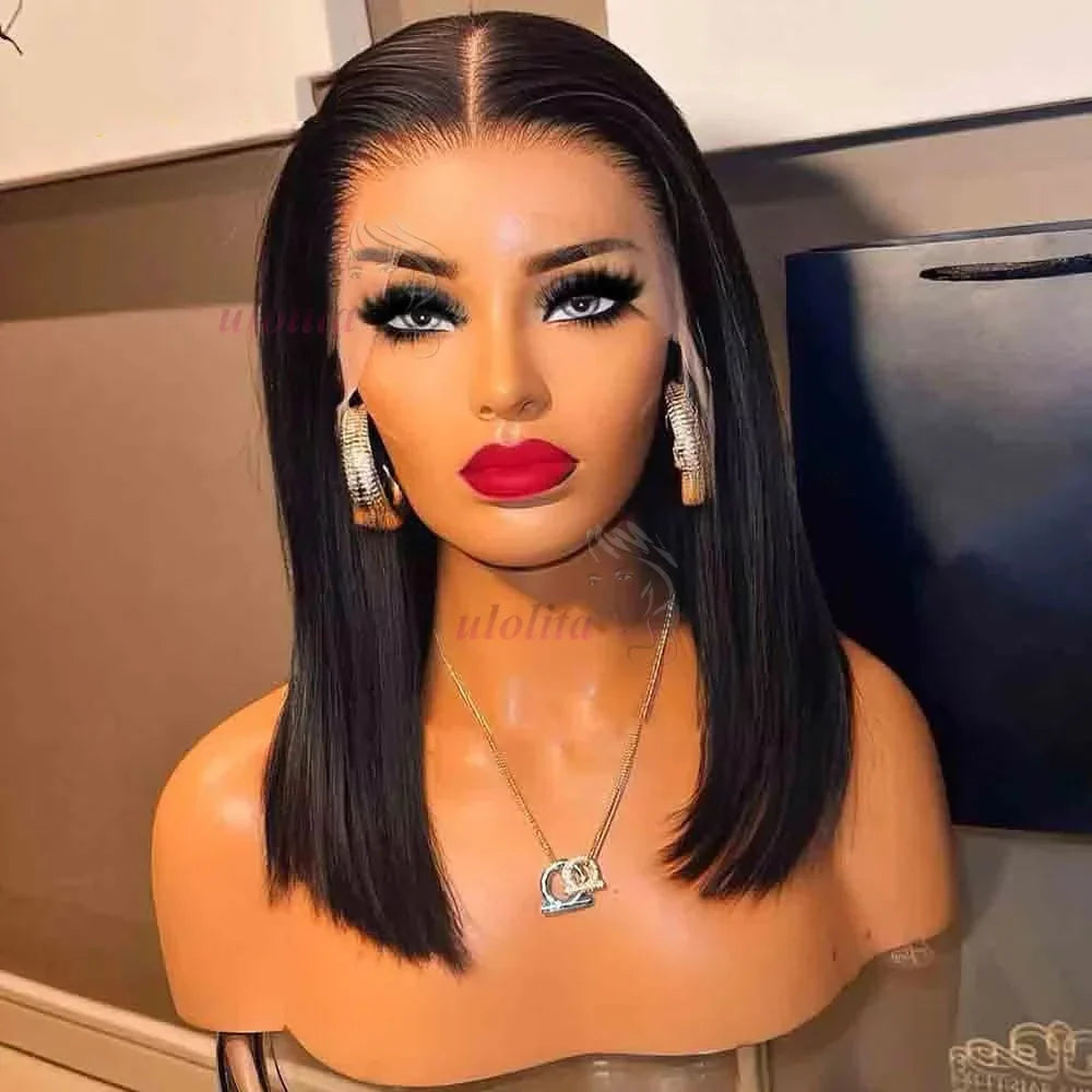 Bleached Knots Bone Straight Wig Human Hair Ready To Go Short Bob 13x4 HD Full Transparent Lace Frontal Wigs Pre Plucked