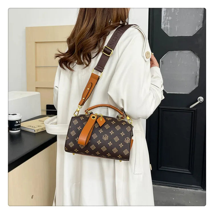 2025 New Boston Bag for Women Fashion Printed Pillow Bag Wide Strap Shoulder Crossbody Bag Casual Work