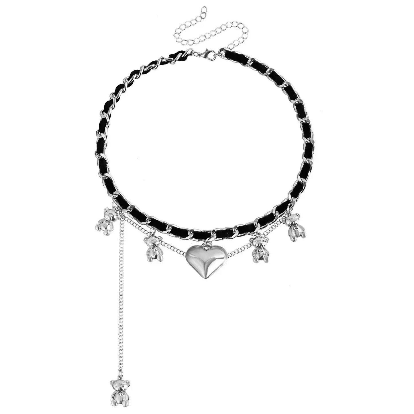 Layered Necklaces Heart Pendant Chain Jewellery Women Y2k Choker Glass Neck Collier Colar Feminino Cadenas Para Mujer for Girls
