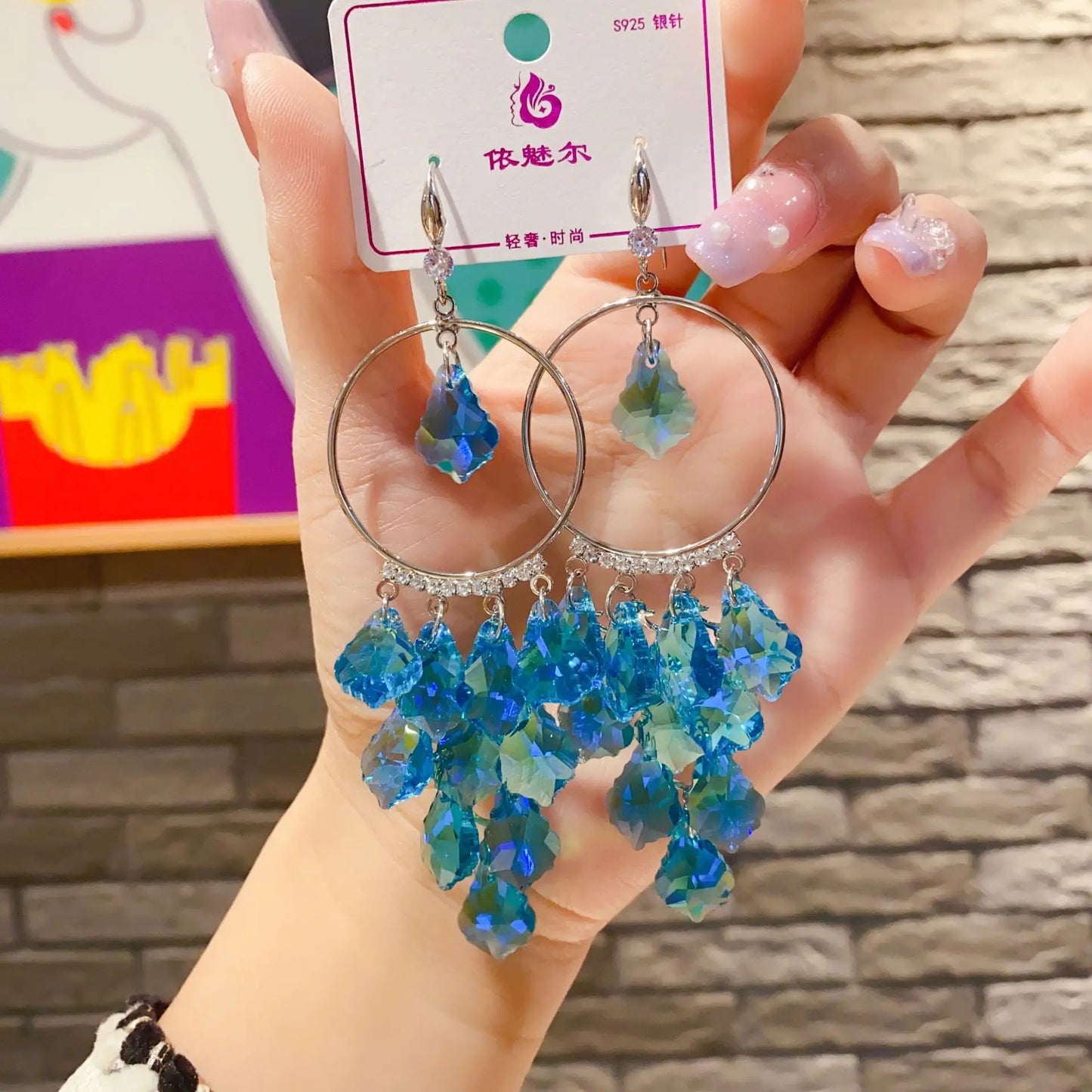 Luxury Crystal Earrings for Women Charming Artifical Crystal Dangling Earrings Wedding Party Jewelry