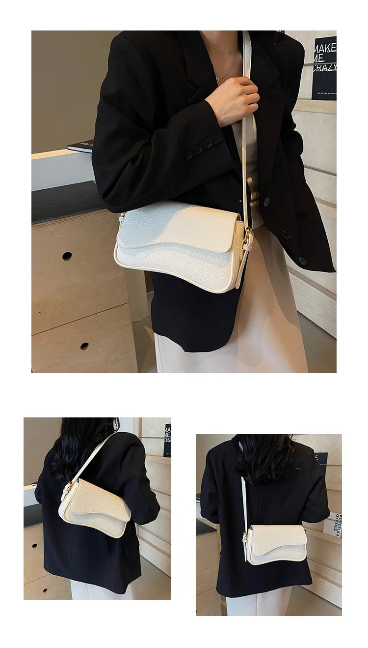 Bag Women 2025 Fashion Texture Lychee Pattern Small Square Bag Simple Commuter Versatile Single Shoulder Crossbody Bag