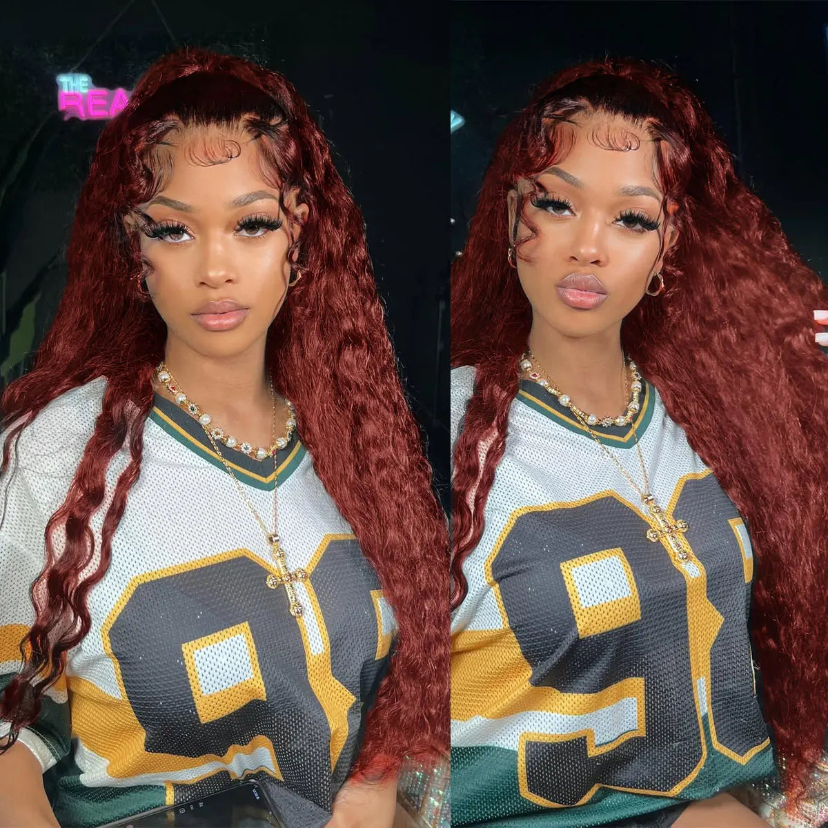 Loose Deep Wave 13x4 Hd Lace Frontal Reddish Brown Human Hair Curly Wigs Water Wave Brazilian Brown Colored Wigs For Women