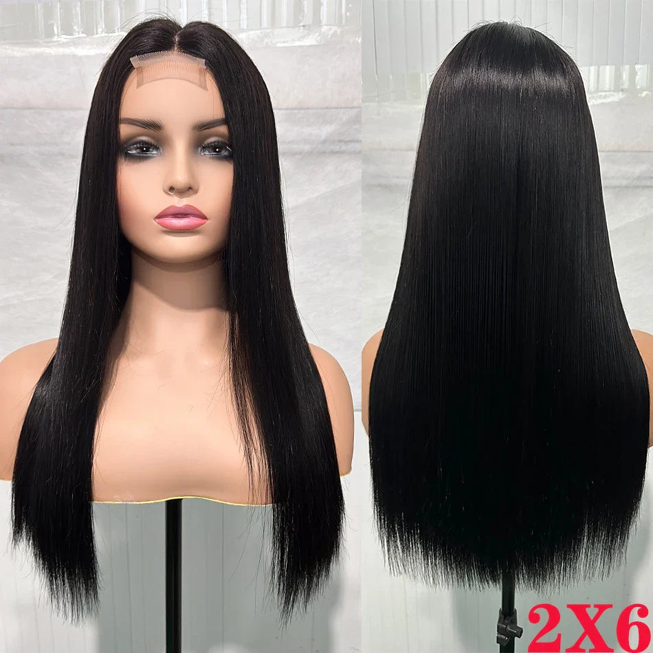 300% Density Super Double Drawn Bone Straight Virgin Human Hair Wigs 4x4 2x6 5x5 Wear And Go Wigs Silky Human Hair Pre Plucked