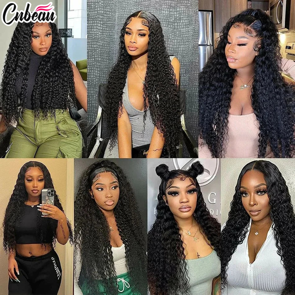 250% High Density 30 40Inch 13x6 13x4 HD Lace Frontal Human Hair Wig Brazilian Raw Curly Wigs For Women Loose Deep Wave