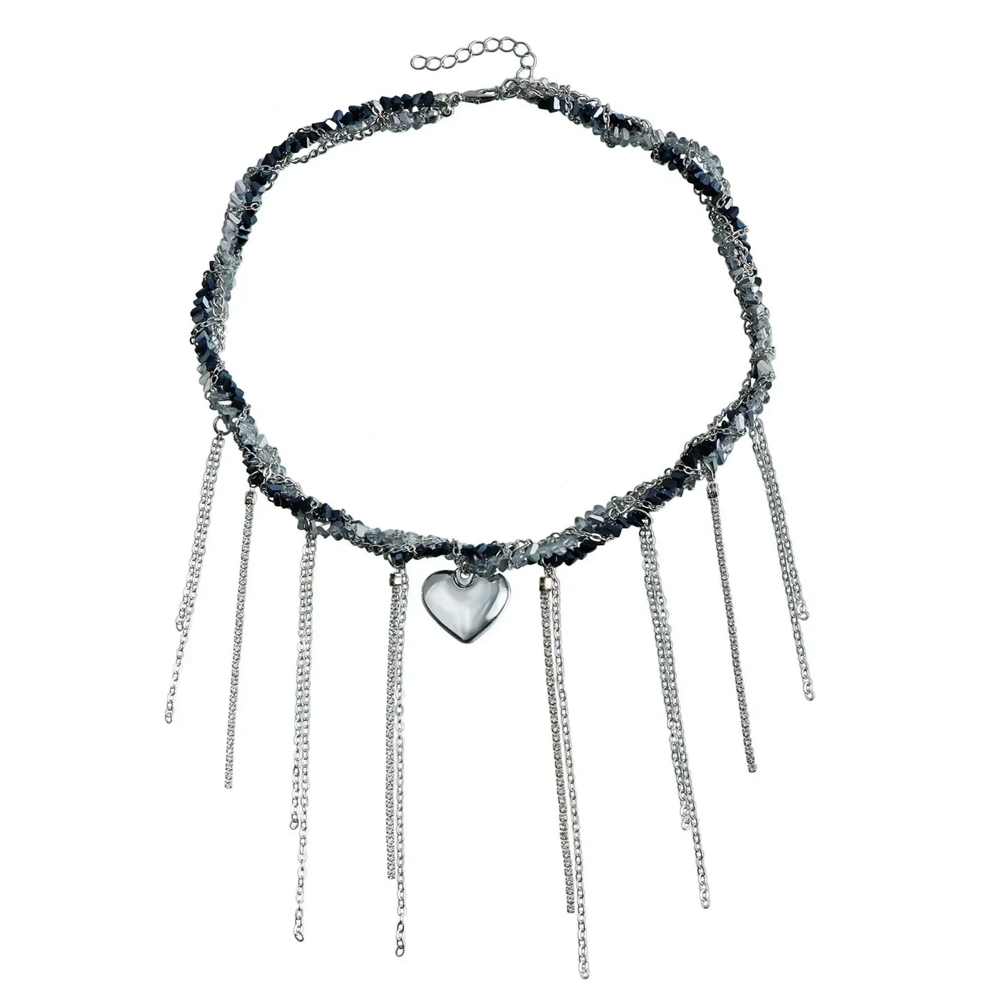 Layered Necklaces Heart Pendant Chain Jewellery Women Y2k Choker Glass Neck Collier Colar Feminino Cadenas Para Mujer for Girls