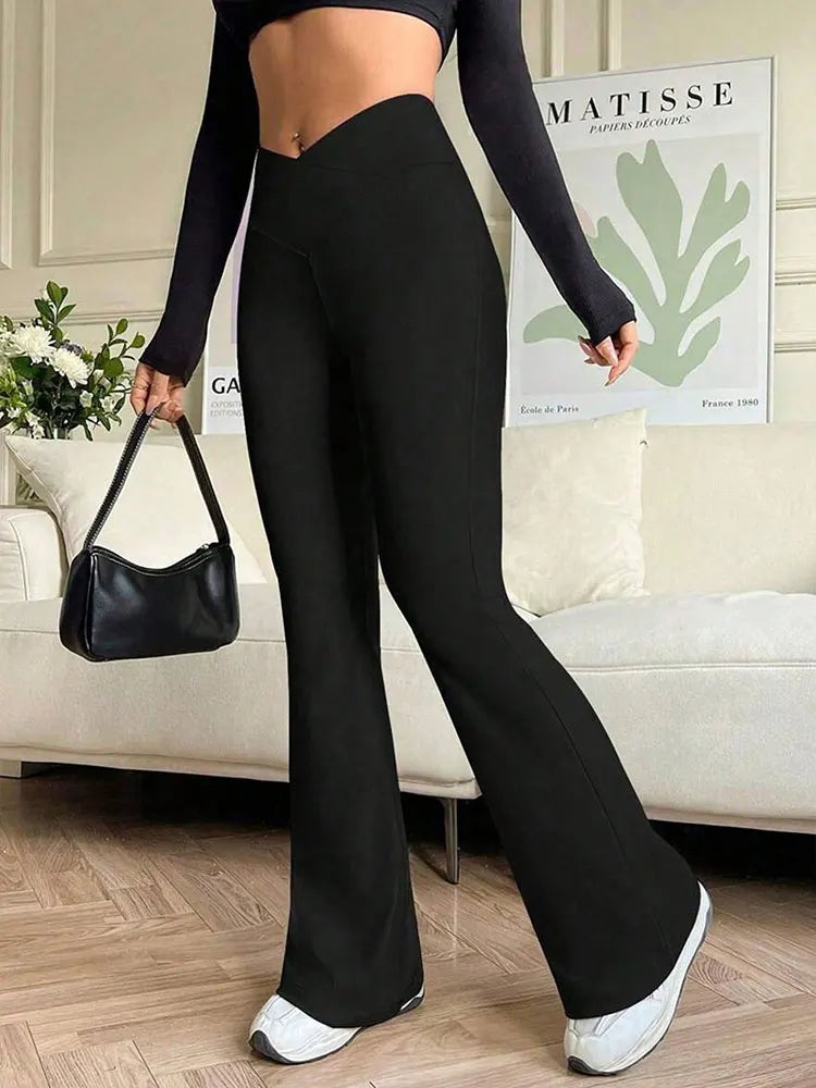 Black Sexy Women's Trousers New Summer Streetwear Fashion Casual Slim Versatile Skinny Pants Elegant Female Knitted Bell Bottoms