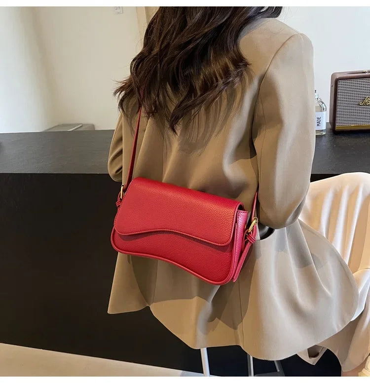 Bag Women 2025 Fashion Texture Lychee Pattern Small Square Bag Simple Commuter Versatile Single Shoulder Crossbody Bag