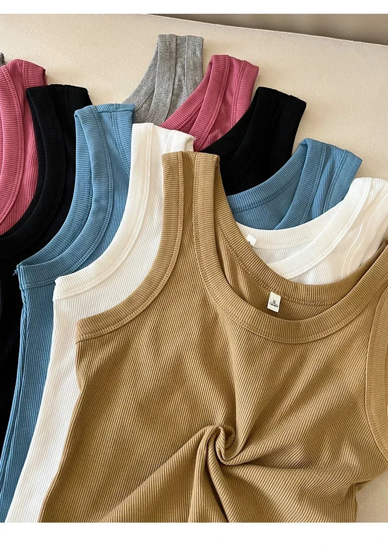Tank Soft Top For Women Summer 2025 Outfits Tight And Sexy Tank Top Knitted Bottom Shirt And Sleeveless Top For Outerwear