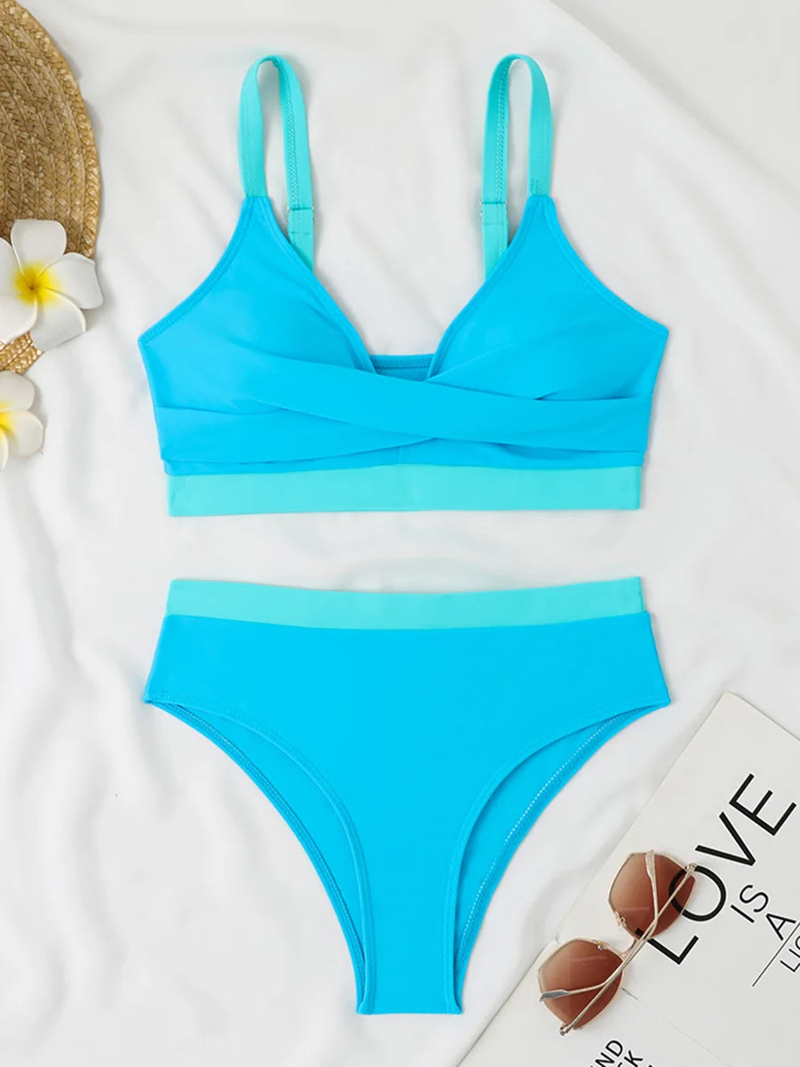 2025 Strappy Bikini High Waist Swimsuit Women Sexy Solid Swimwear Female Bathers Swimming Bathing Swimming Swim Suit Beachwear