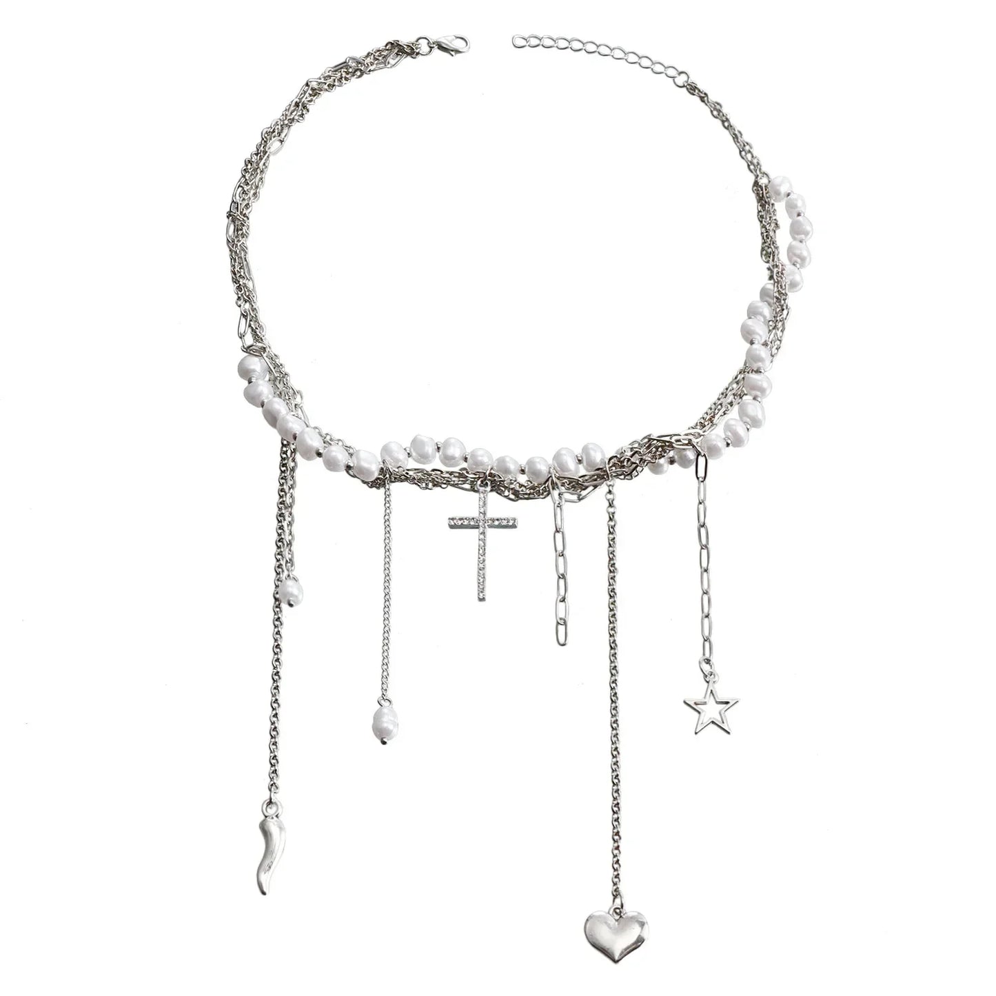 Layered Necklaces Heart Pendant Chain Jewellery Women Y2k Choker Glass Neck Collier Colar Feminino Cadenas Para Mujer for Girls