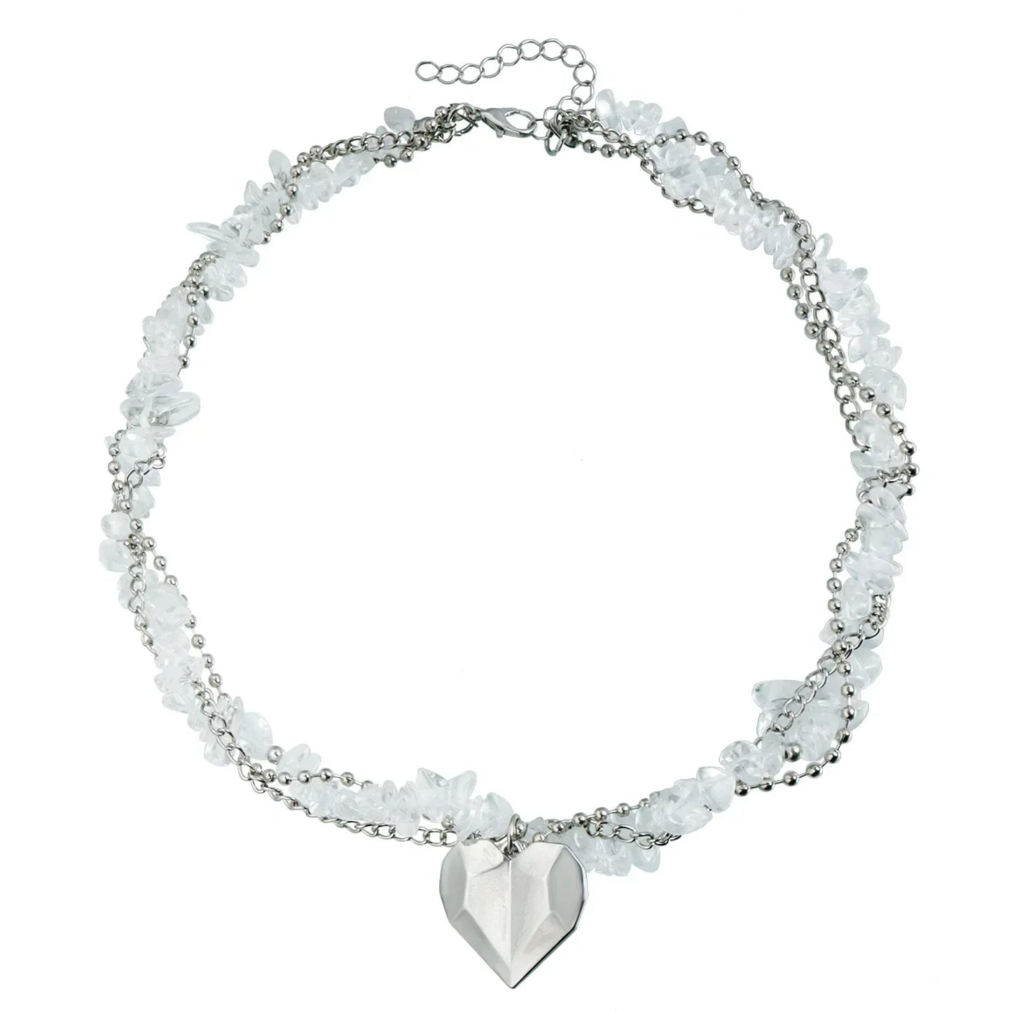 Layered Necklaces Heart Pendant Chain Jewellery Women Y2k Choker Glass Neck Collier Colar Feminino Cadenas Para Mujer for Girls