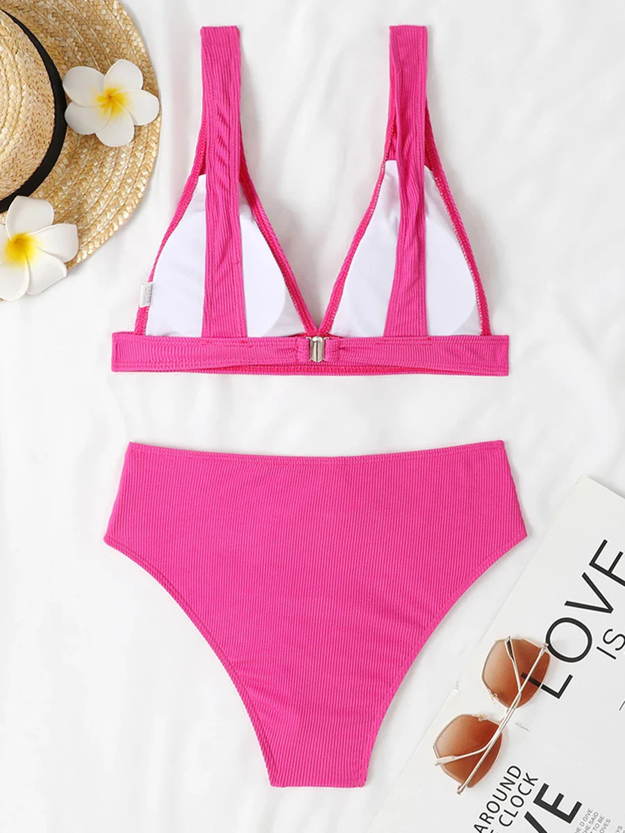 Sexy Bikinis 2025 Women Solid Swimsuit Women Padded Swimwear Female Beachwear Bathers Bathing Swimming Swim Suit