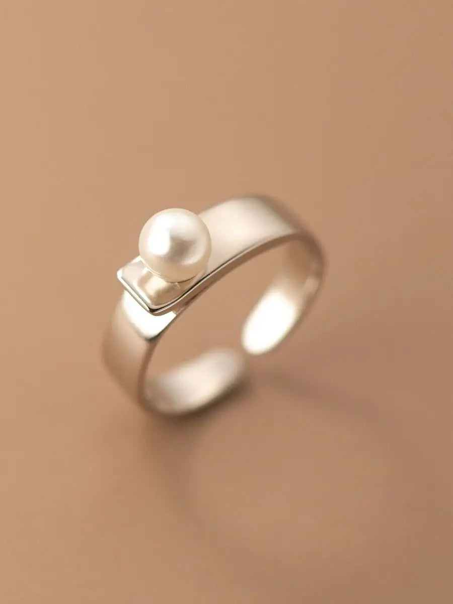 Original 925 Sterling Silver Pearl Rings For Women Counple Wedding Engagement Silver Women's Vintage Ring Jewelry