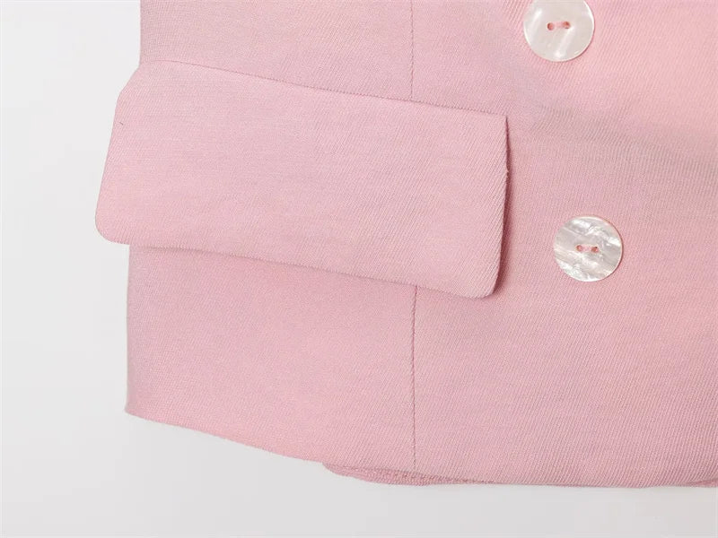 Women's Tops 2025 New Double-Breasted Halterneck Pink Vest Casual and fashionable women's vest