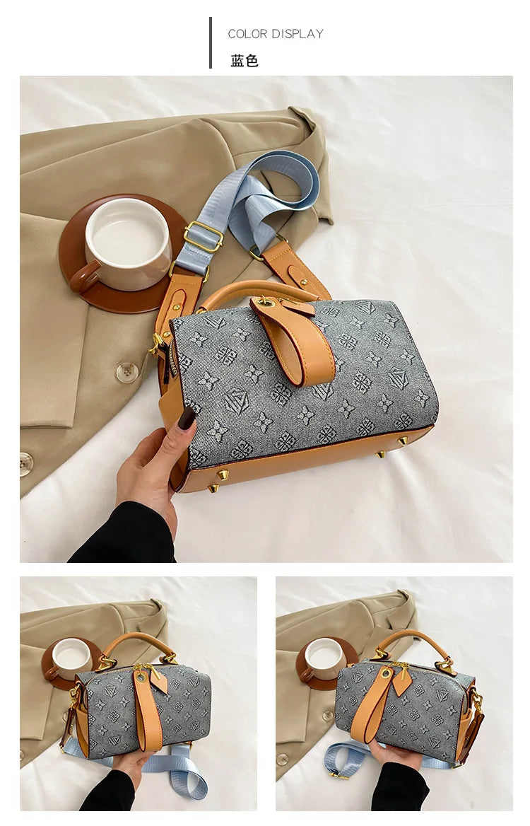 2025 New Boston Bag for Women Fashion Printed Pillow Bag Wide Strap Shoulder Crossbody Bag Casual Work