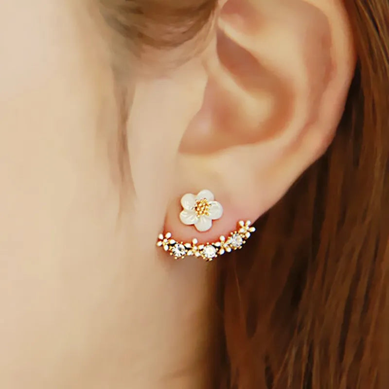 Luxury Crystal Flower Drop Dangle Earrings for Women Fashion Statement Wedding Ear Jewelry Accessory Pearl Party Wholesale