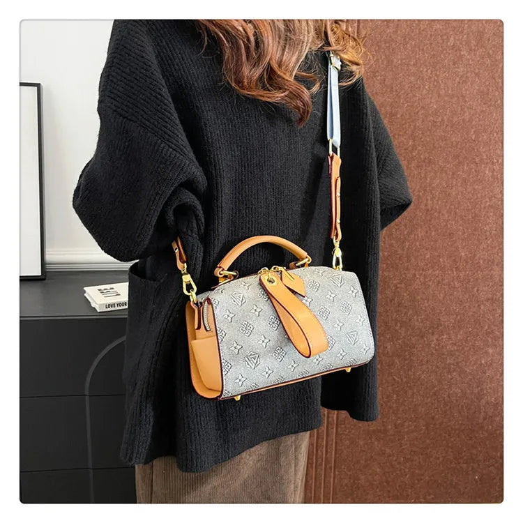 2025 New Boston Bag for Women Fashion Printed Pillow Bag Wide Strap Shoulder Crossbody Bag Casual Work