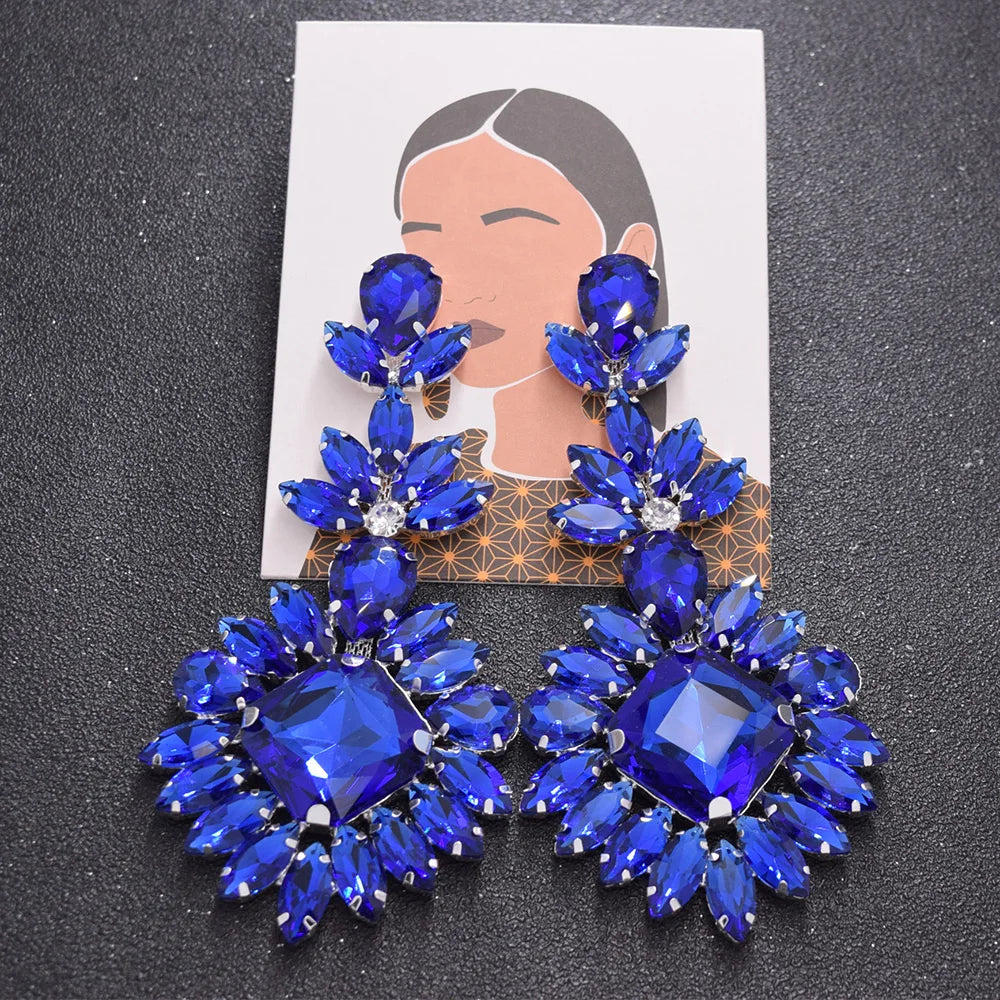 CUIER Luxury Crystal Long Drop Earrings Women Fashion Statement Earrings Wedding Party Gifts Accessory rhinestones Jewelry