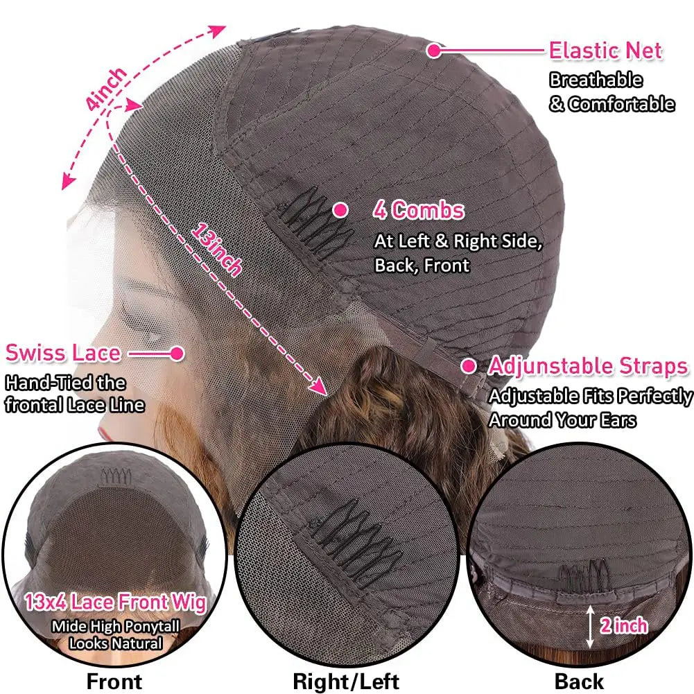 4/27 Curly Wigs 13x4 Highlight Deep Wave Wig Human Hair Ombre Honey Blonde Brown Colored Brazilian Water Wave Human Hair Wig