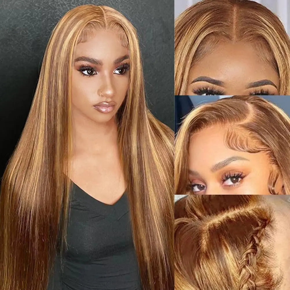 Highlight Straight Human Hair Wigs 9x6 HD Lace Front Human Hair Wigs Ombre Straight Wave Lace Front Wigs Brazilian Human Hair