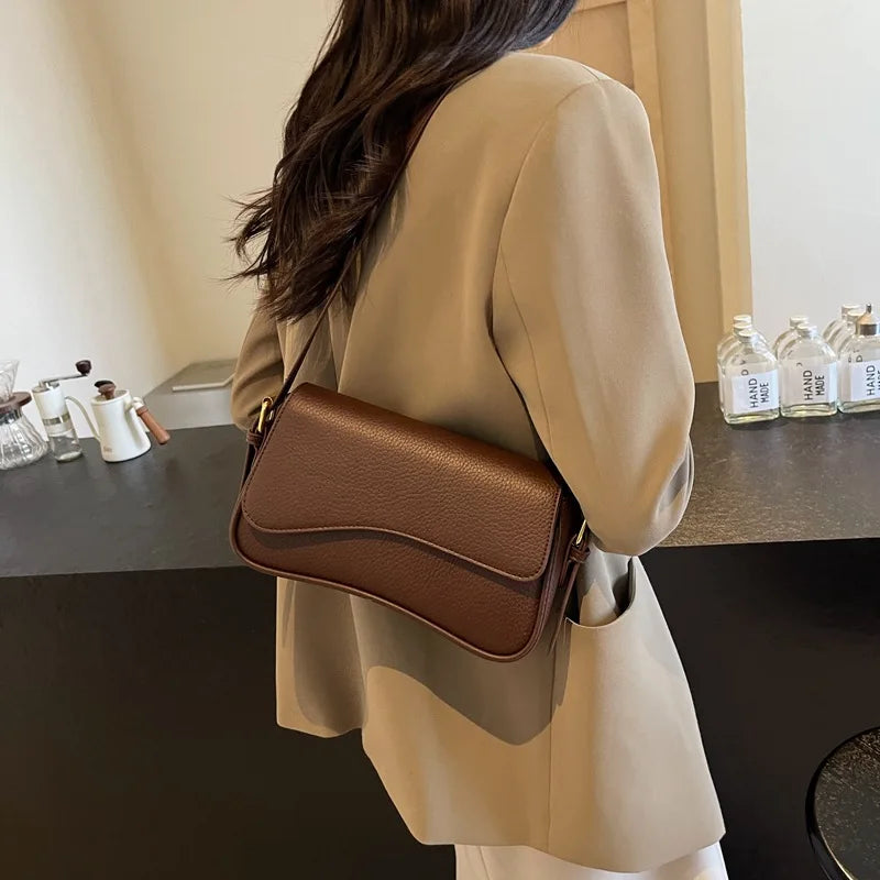Bag Women 2025 Fashion Texture Lychee Pattern Small Square Bag Simple Commuter Versatile Single Shoulder Crossbody Bag
