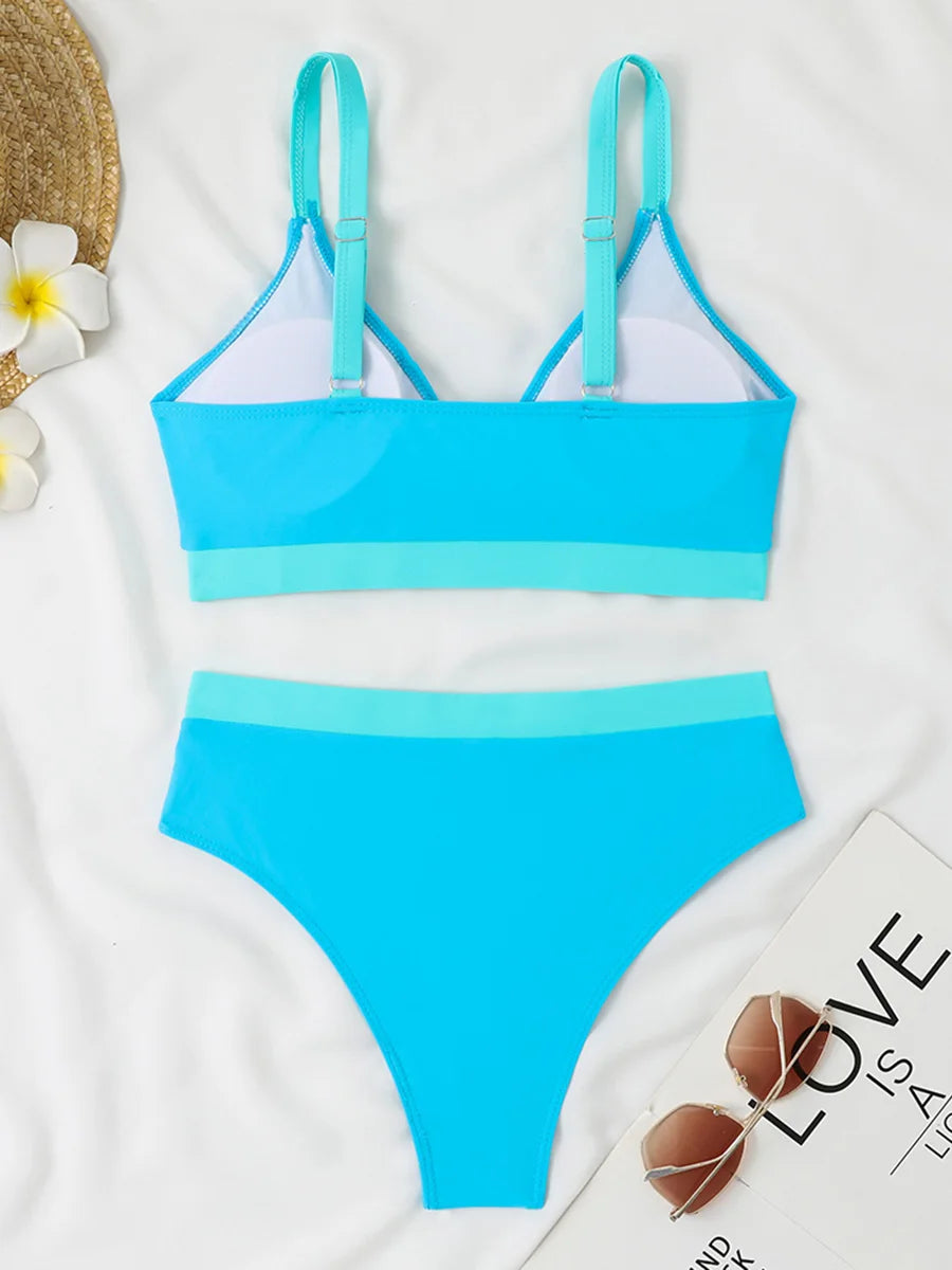 2025 Strappy Bikini High Waist Swimsuit Women Sexy Solid Swimwear Female Bathers Swimming Bathing Swimming Swim Suit Beachwear